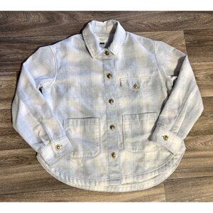 AMERICAN EAGLE SHACKET WOMENS SIZE M SHIRT PLAID SOFT FLANNEL BUTTONS GRAY